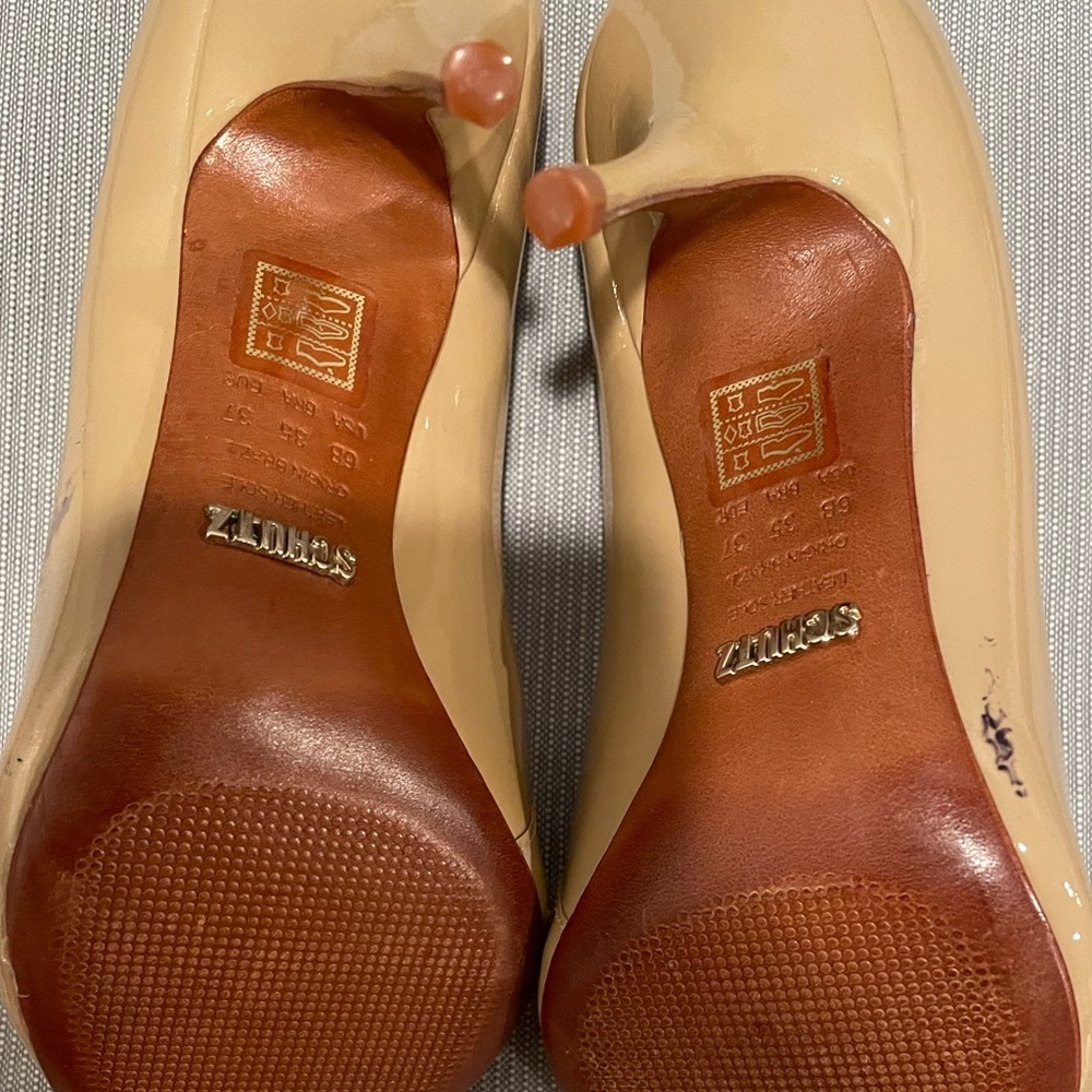 NEW Schutz Tan Patent Clear Scalloped Border Pointed High Heels 6 - Picture 16 of 16